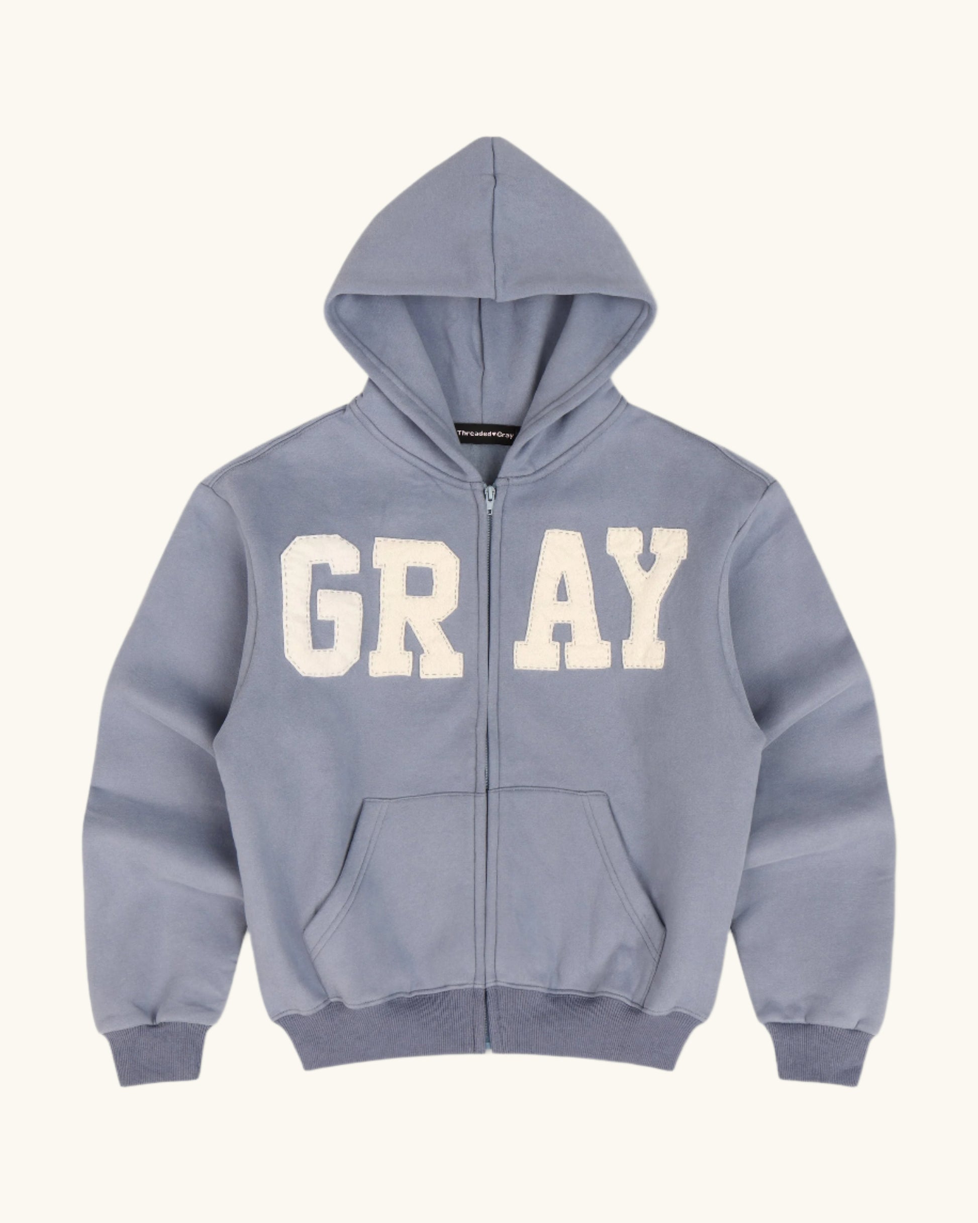GRAY Zip Up in Steel-Blue/Cream