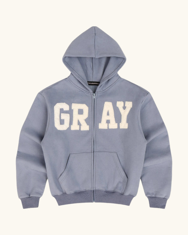 GRAY Zip Up in Steel-Blue/Cream