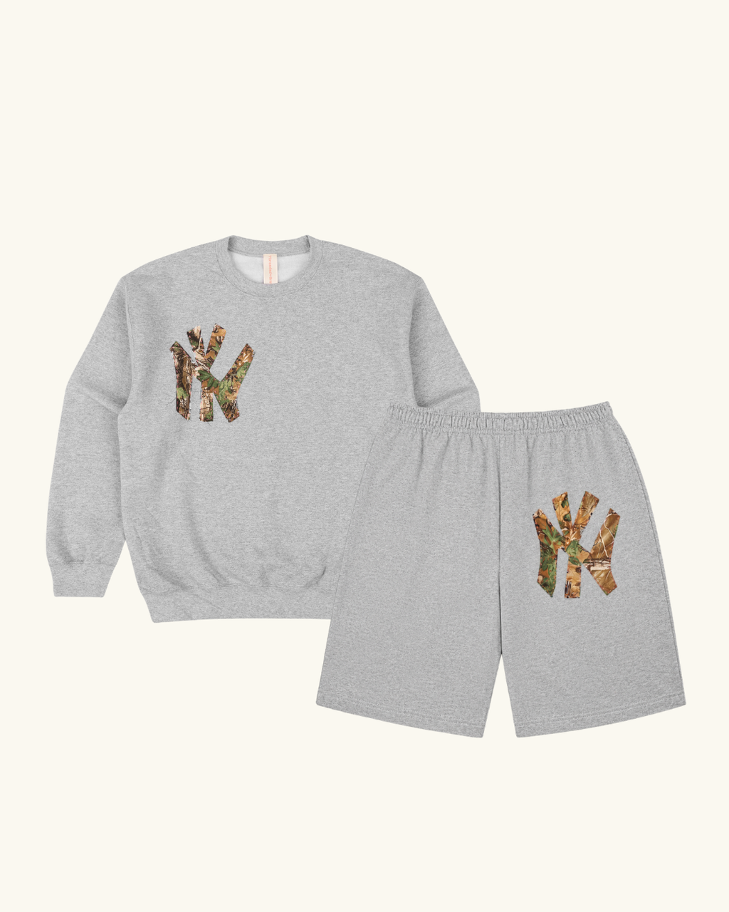 Light Gray NY Camo Short & Crewneck Set