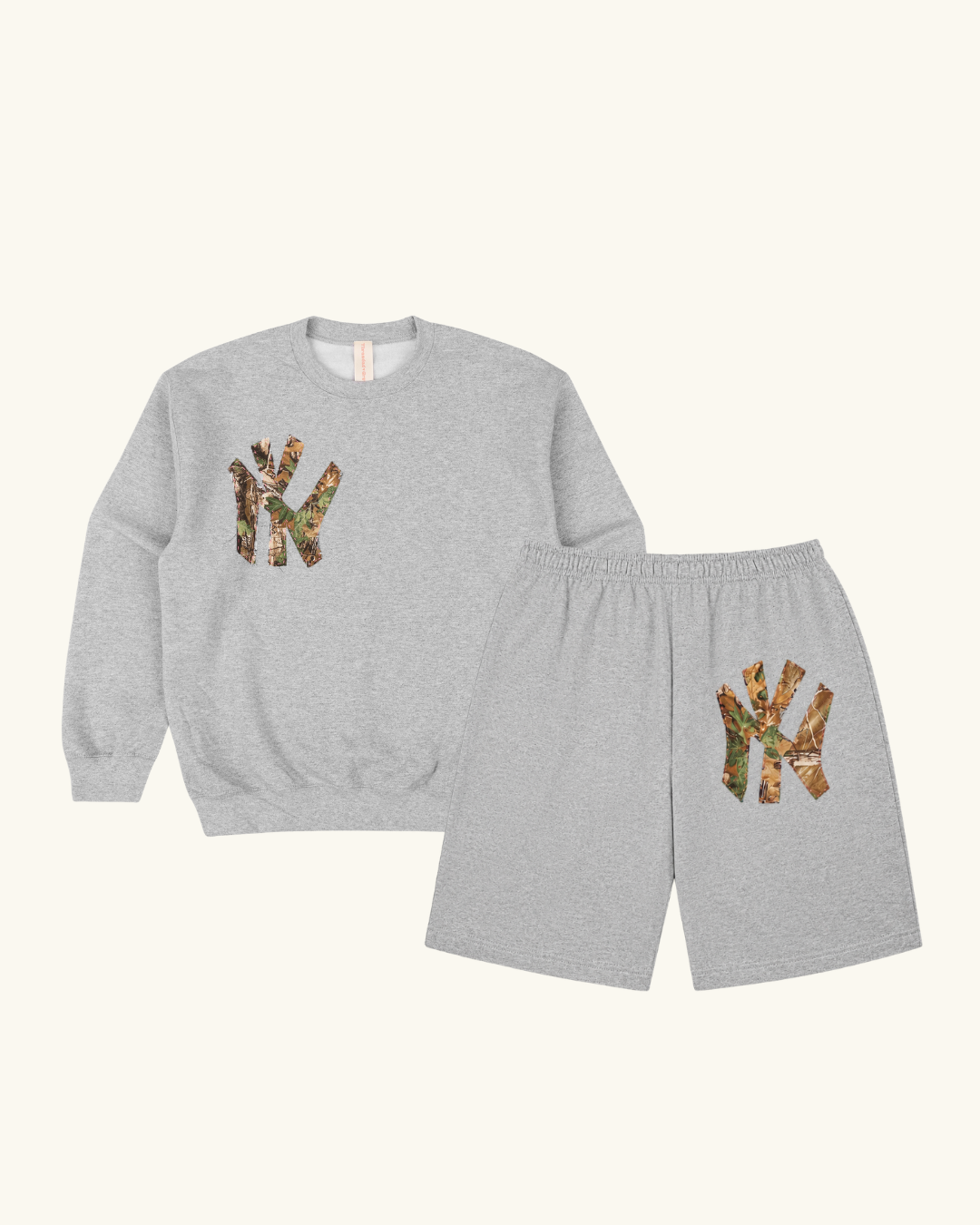 Light Gray NY Camo Short & Crewneck Set