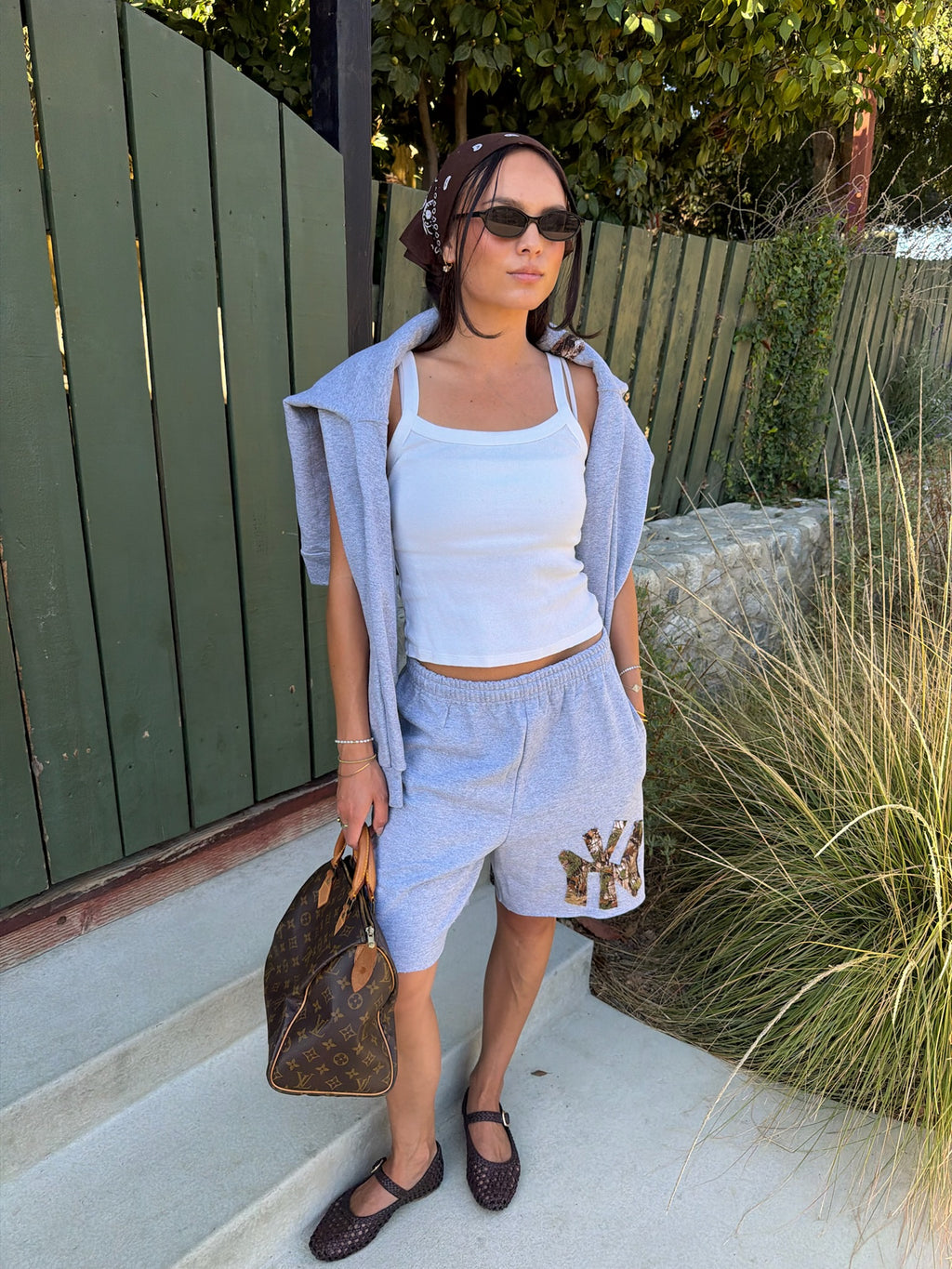 Light Gray NY Camo Sweat Shorts