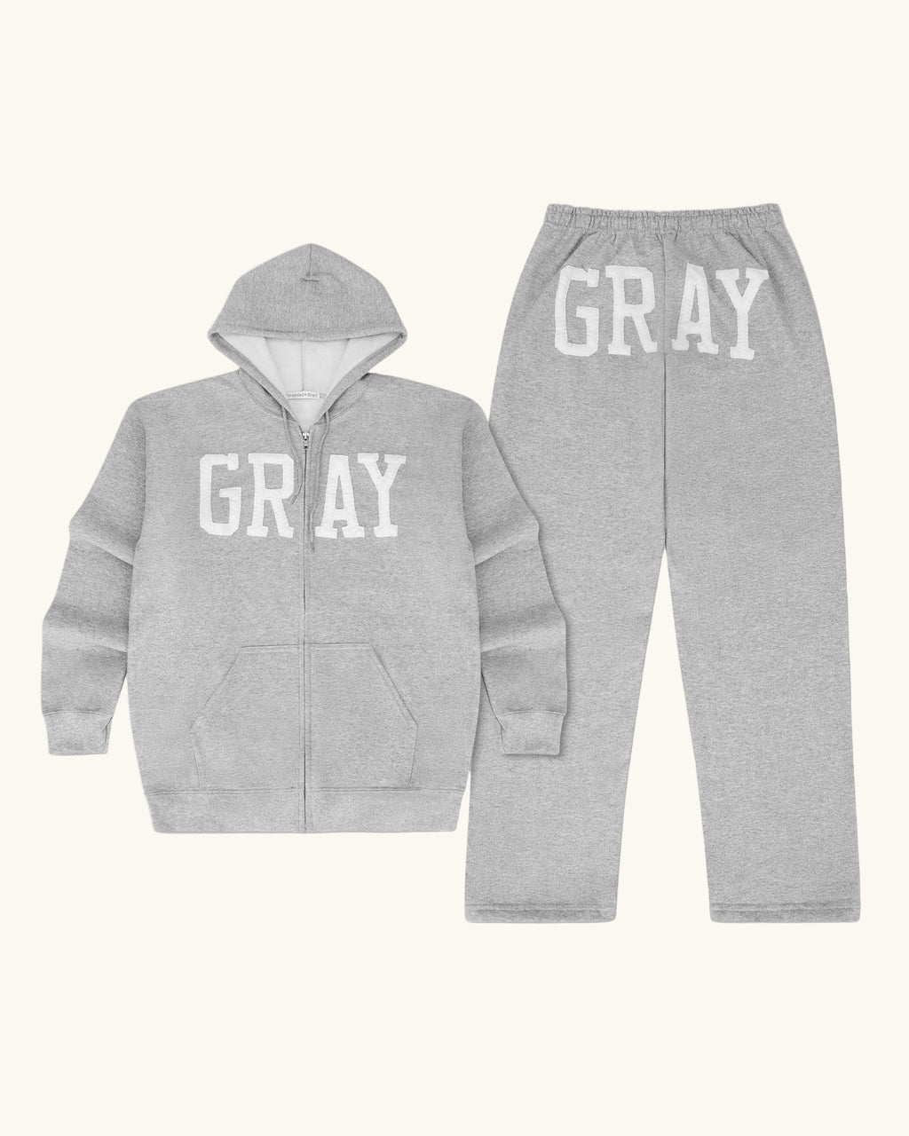 White GRAY Zip Up Set