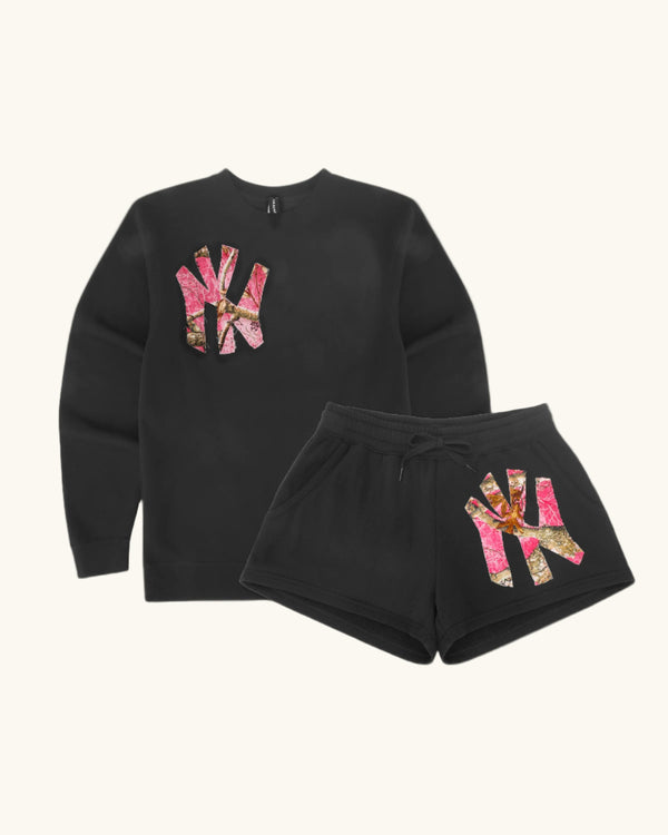 Pink Camo NY Short Set