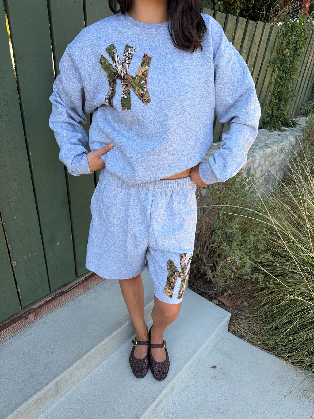 Light Gray NY Camo Short & Crewneck Set