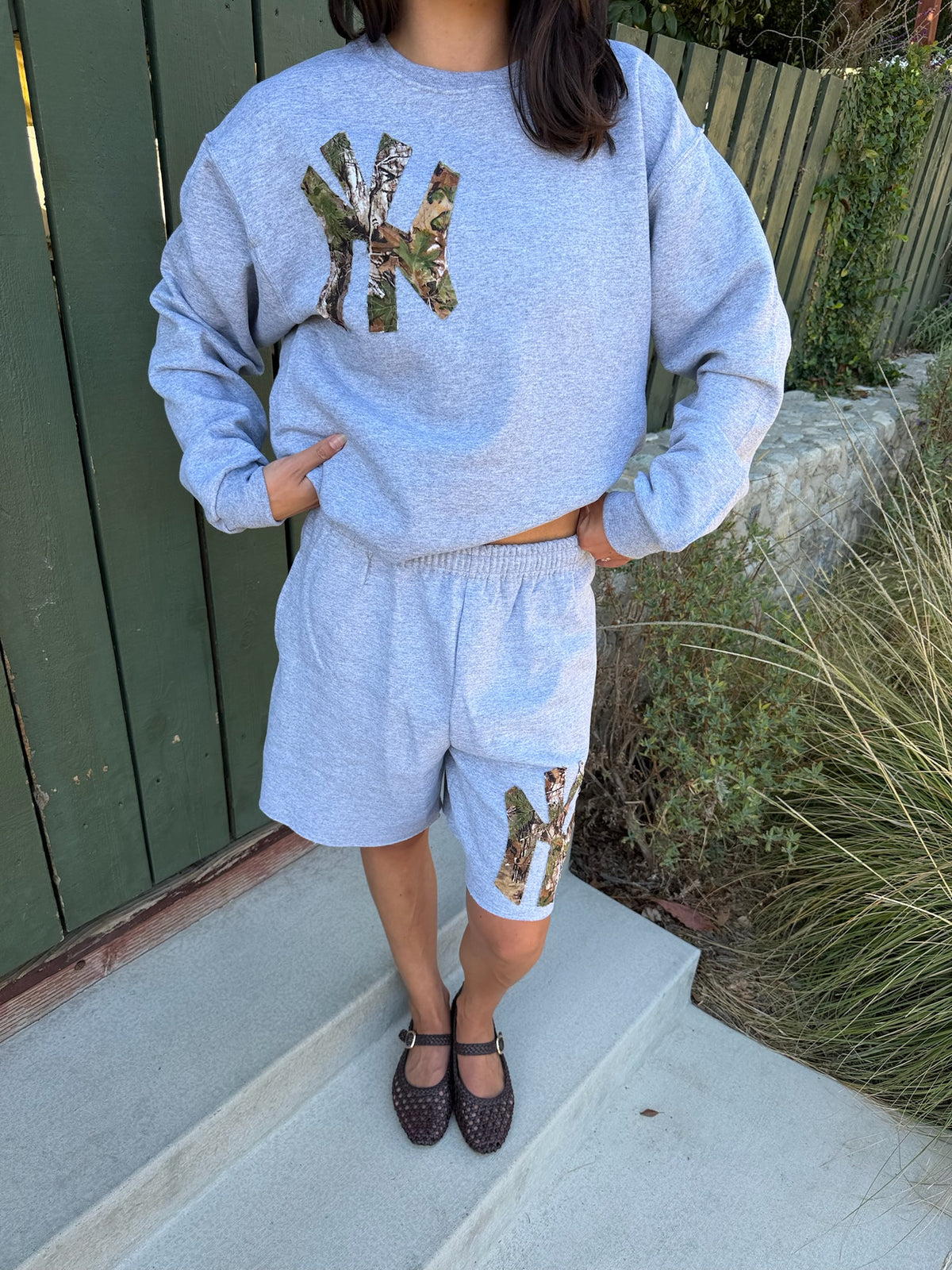 Light Gray NY Camo Short & Crewneck Set