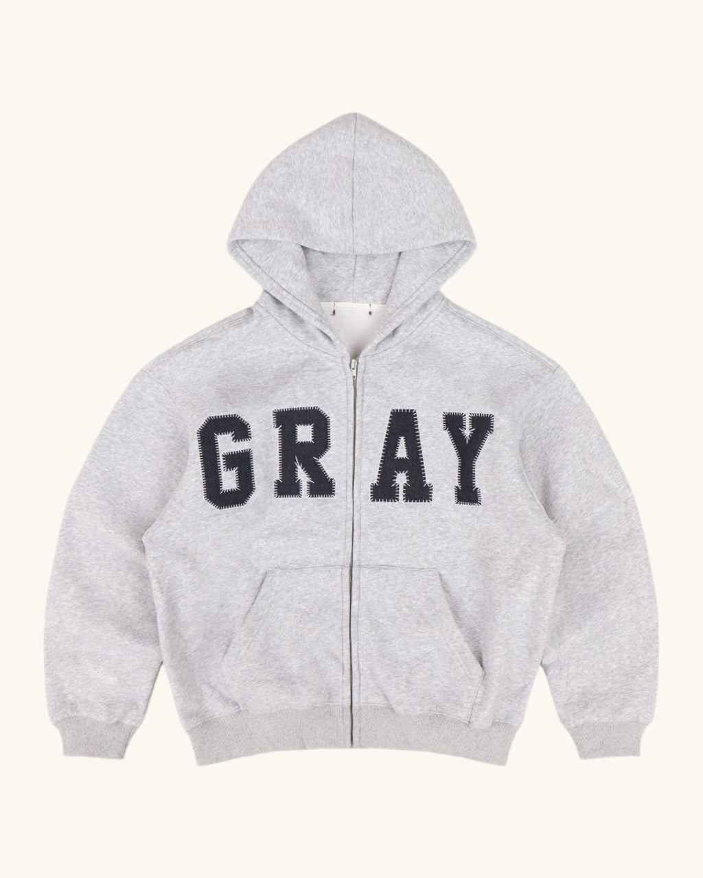 GRAY Zip Up Hoodie in Light Gray/Denim